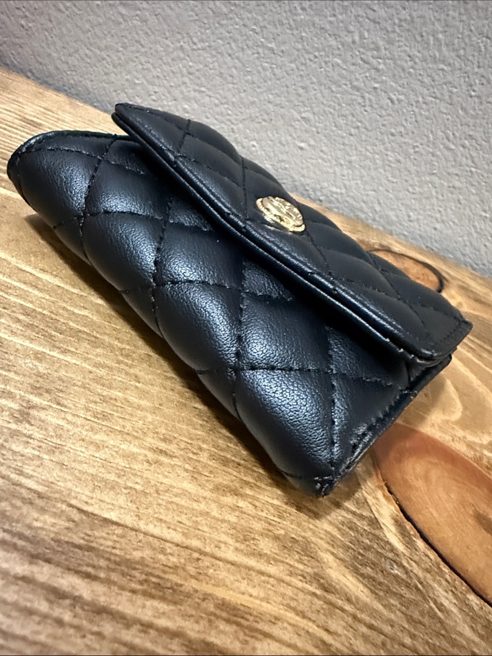 Quilted Faux Leather Black Women's Card Case Wallet; NWOT - Picture 5 of 5